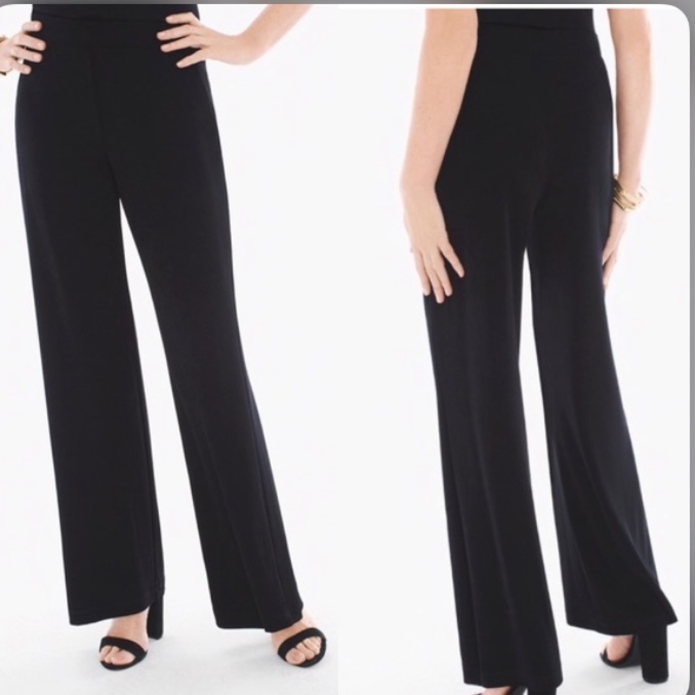 CHICO’S TRAVELERS NO TUMMY NAVY BLUE SLINKY DRESS PANTS SLIMMING WRINKLE FREE 12